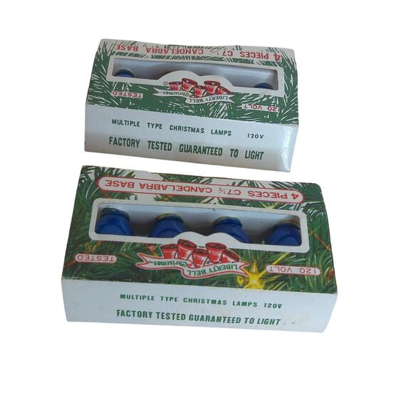 Vintage Liberty Bell C7 Blue Christmas Lights Set of 2 Packages - Picture 4 of 4